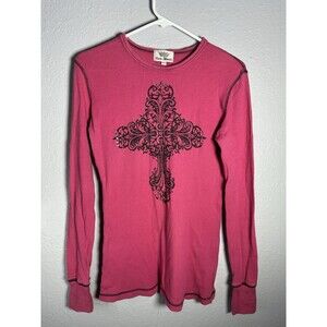 Vintage Y2K Yvette Mandela Women’s Long Sleeve Rhinestone Shirt Pink Size Large